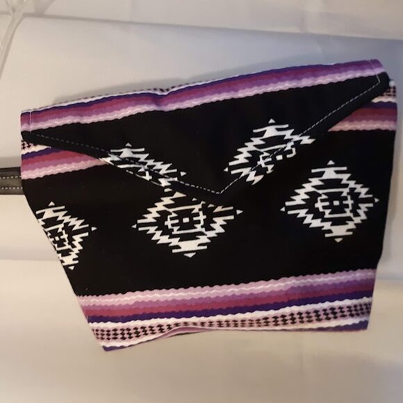 New Clutch travel make-up bag Wristlet cosmetics Southwestern Purple Black Aztec - Picture 4 of 10